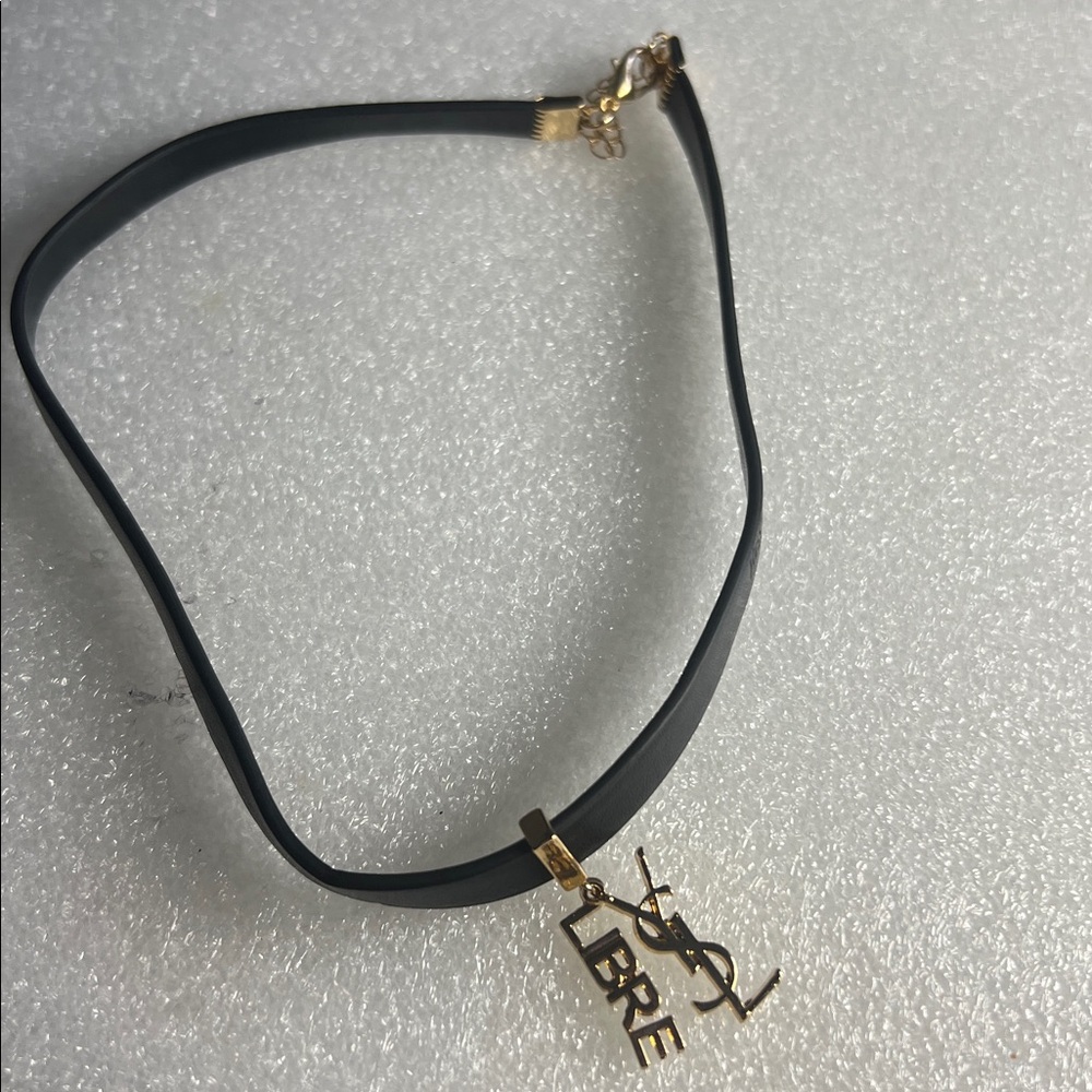 New! Yves Saint Laurent Black and Gold Leather Choker or Bracelet! - Picture 4 of 7